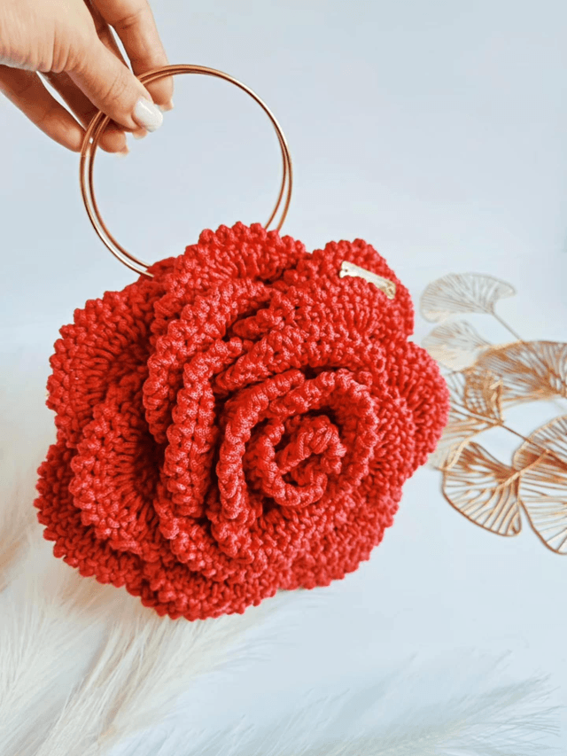 Sac à Main en Forme de Rose en Crochet Flora. Sac à bandoulière en crochet. Élégant et Unique  