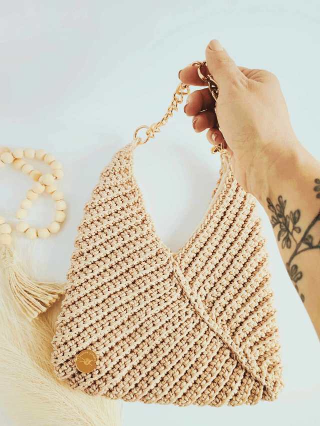 Sac en crochet fait main – Modèle Bia, chic minimaliste printemps/été