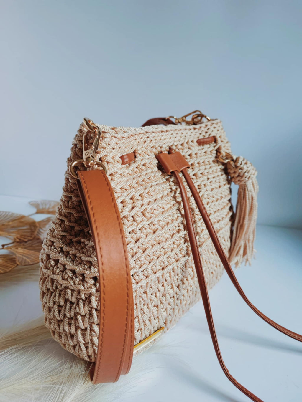 Sac Mila – Sac seau bohème en crochet fait-main