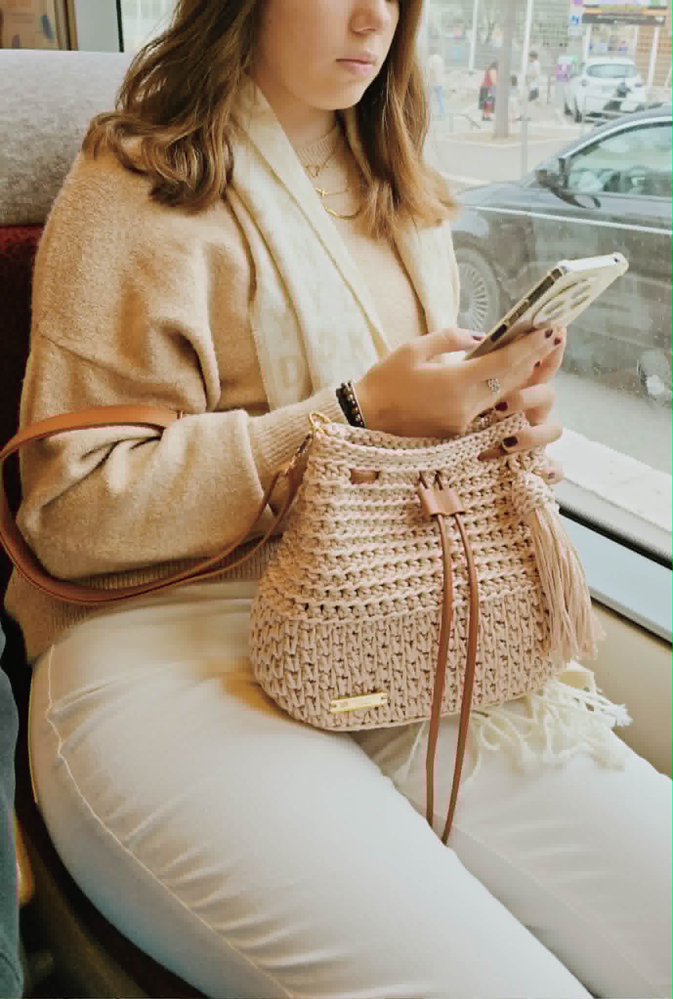 Sac Mila – Sac seau bohème en crochet fait-main