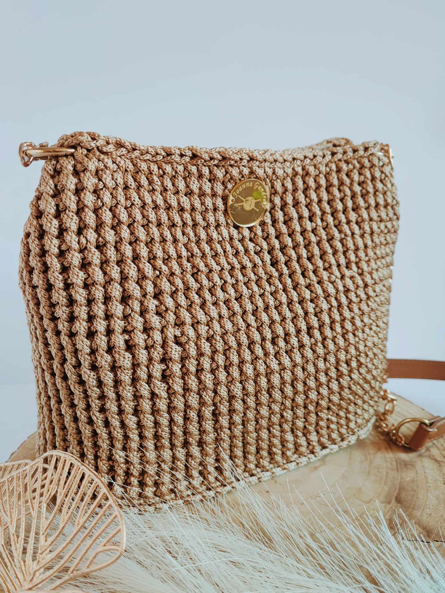 Sac Anaïs – beige doré en crochet fait main
