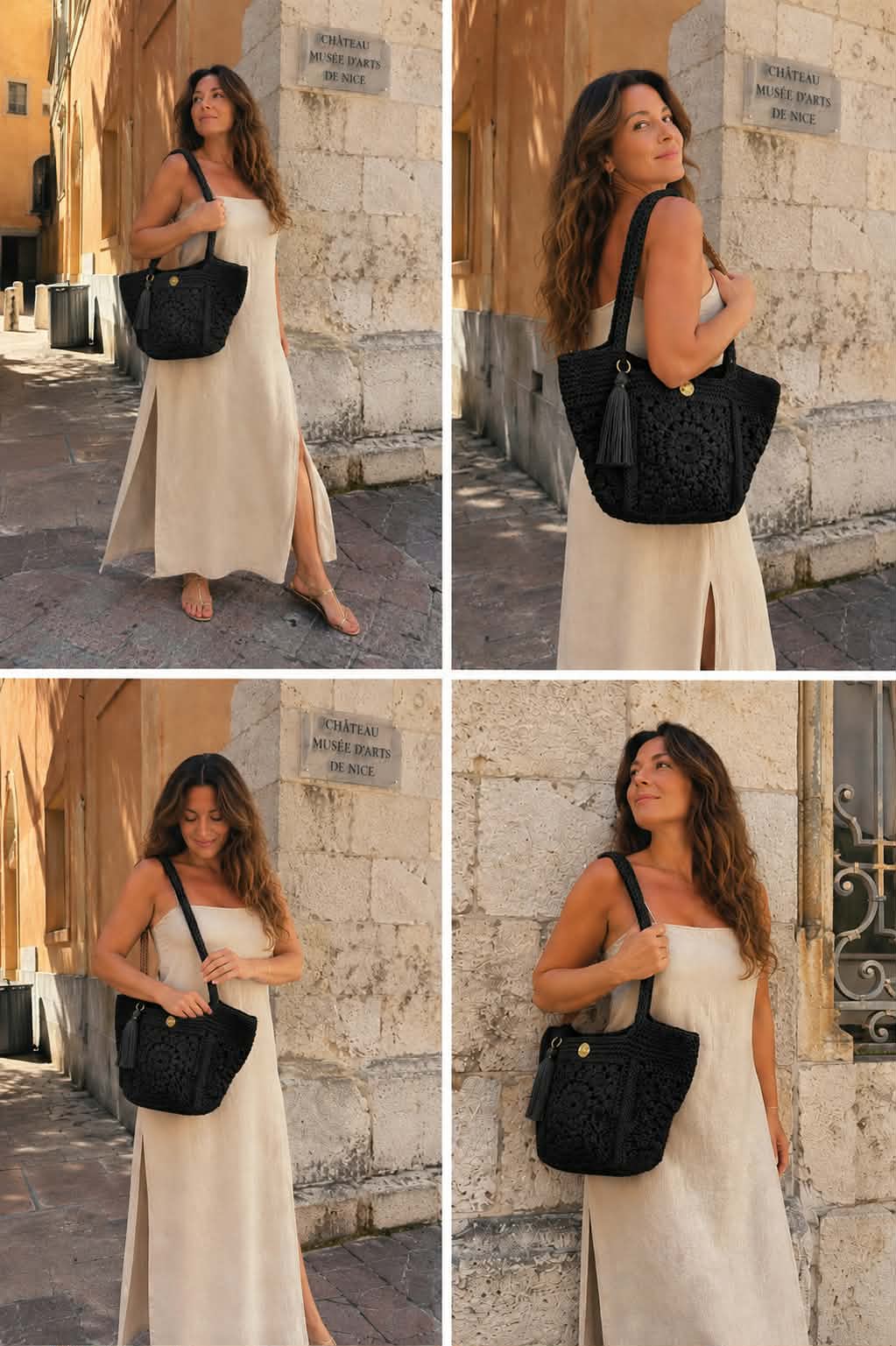 Sac Aurora – Cabas / Grand sac fourre-tout en crochet noir