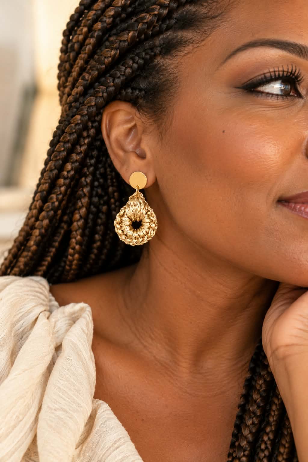 Boucles d’oreilles Sophie – Crochet doré fait main