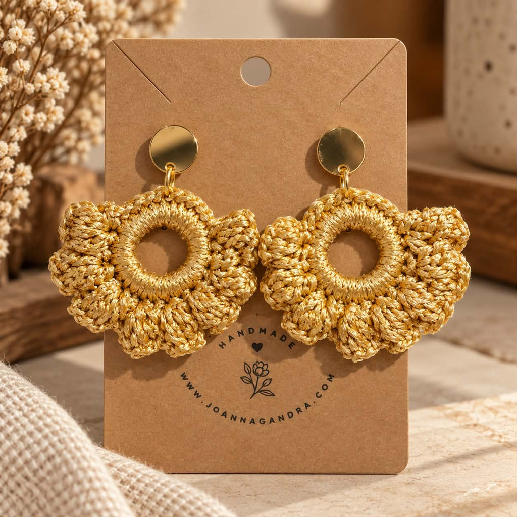 Boucles d’oreilles en crochet Zara – Doré, fait main