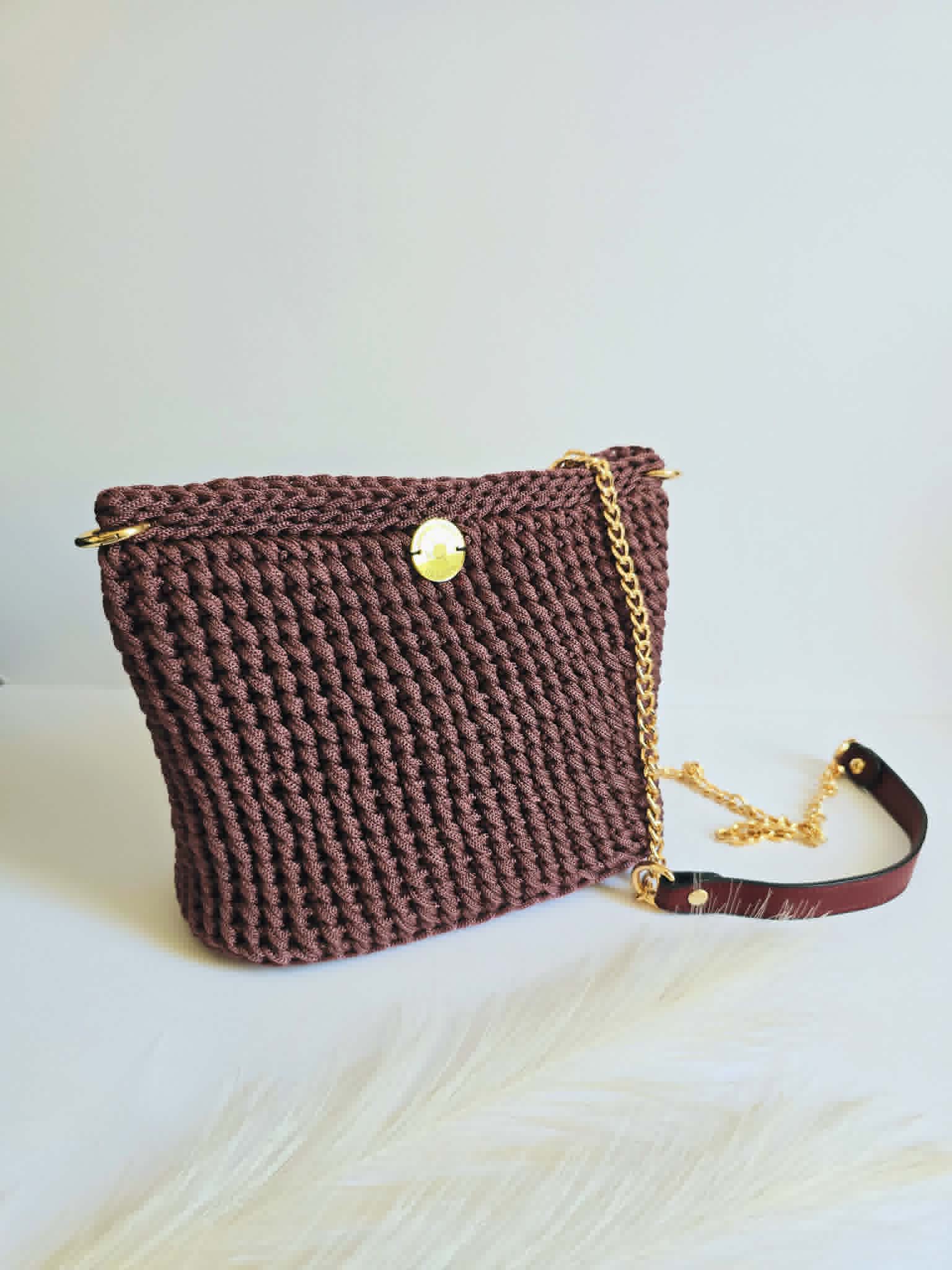 Anaïs – Sac bandoulière crochet & cuir