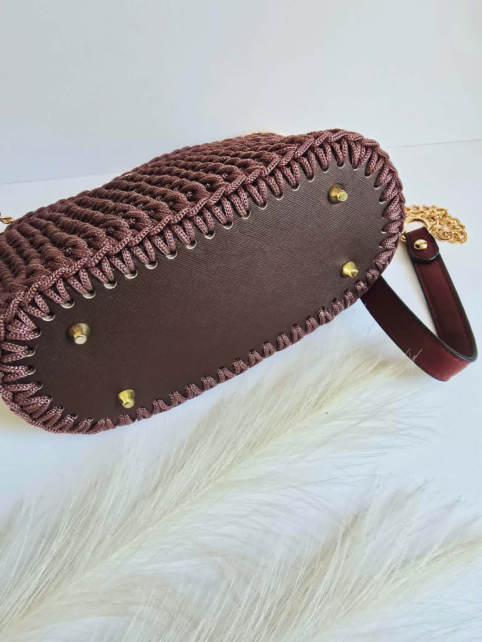 Anaïs – Sac bandoulière crochet & cuir