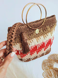 Sac Siena – sac à main crocheté à la main, aux nuances terre, rouge et or